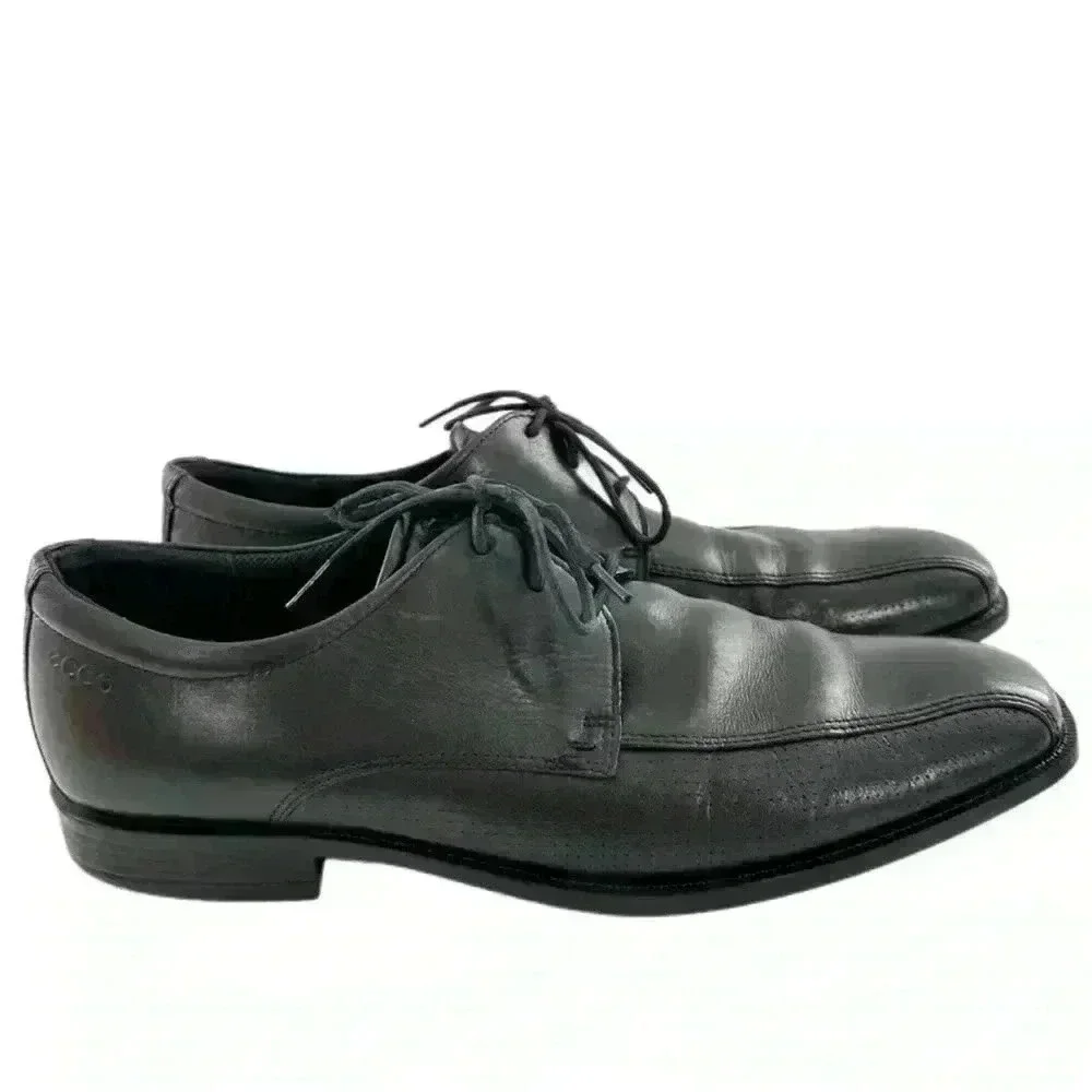 Ecco mens oxfords size 43 9.5 black leather bicycle toe Orthopedic comfort